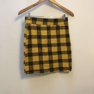 Yellow Plaid Jersey Skirt
